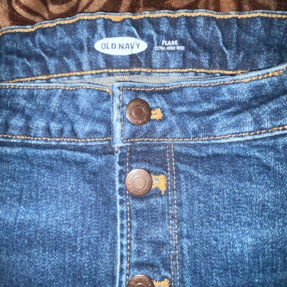 Old Navy Extra Hig Rise Button Front Flare Jeans SZ 18 Tall - Picture 5 of 6